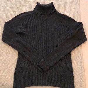 Charcoal gray ribbed turtleneck sweater